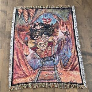 Rare Vintage 2000 Harry Potter Pre-Movie Gringotts Woven Tapestry Throw Blanket